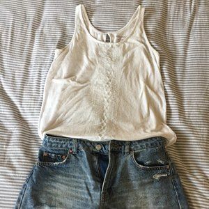 White embroidered tank top